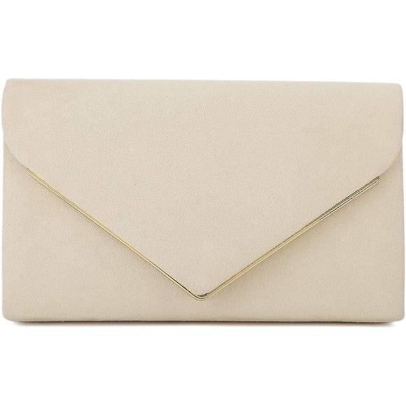 Faux Suede Clutch Bag Elegant Metal Binding Evening Purse Faux Suede Clutch Bag Elegant Metal Binding Evening Purse for Wedding/Prom